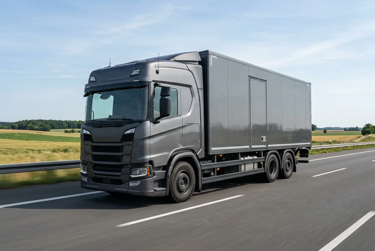 Generated illustration, not a photograph: a representative 6×2 rigid lorry