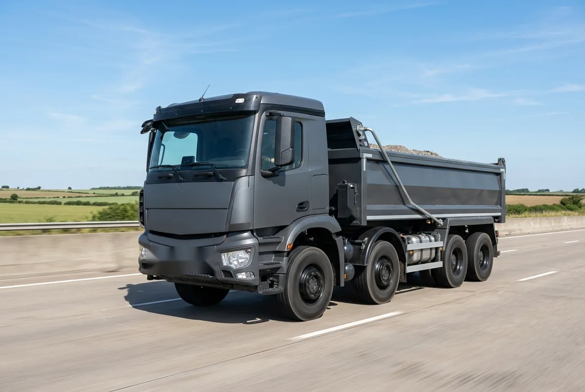 Generated illustration, not a photograph: a representative 8×4 rigid lorry