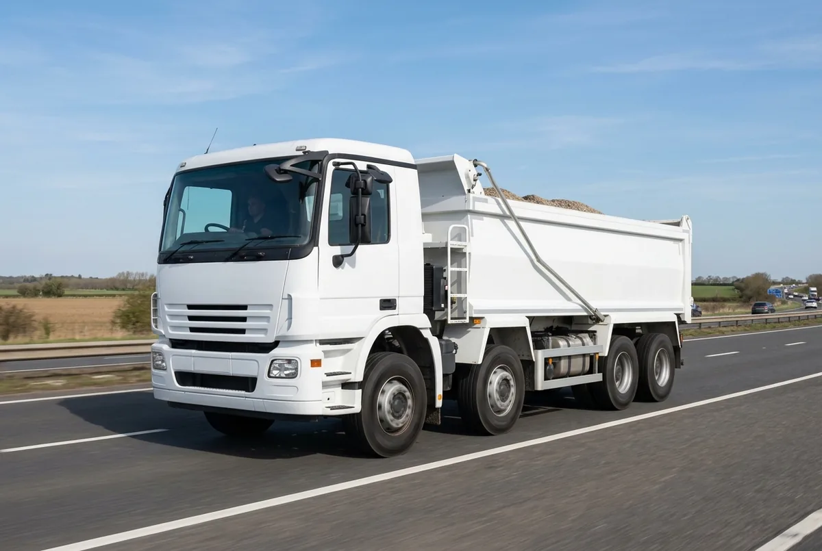 Generated illustration, not a photograph: a representative 8×4 rigid lorry