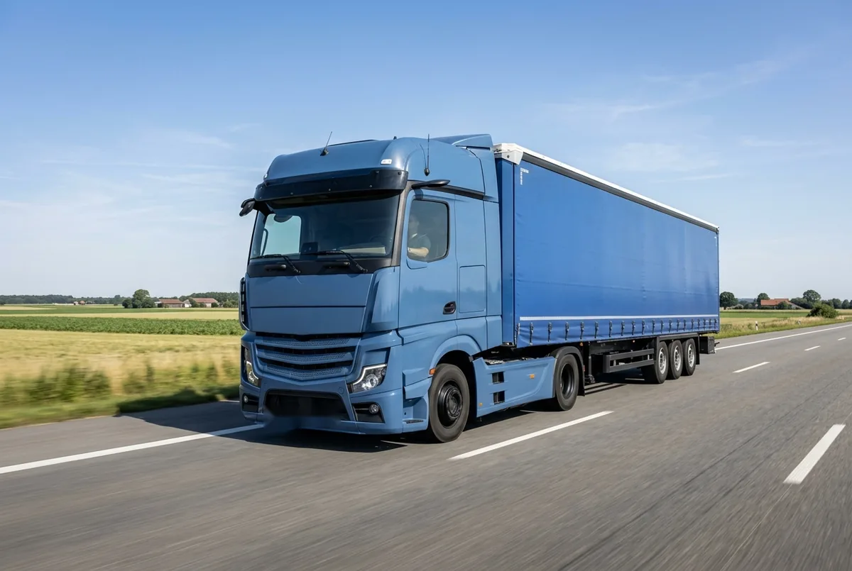 Generated illustration, not a photograph: Mercedes-Benz Actros, 240 kW, 4x2 tractor unit (2021–2025), a 4×2 tractor unit