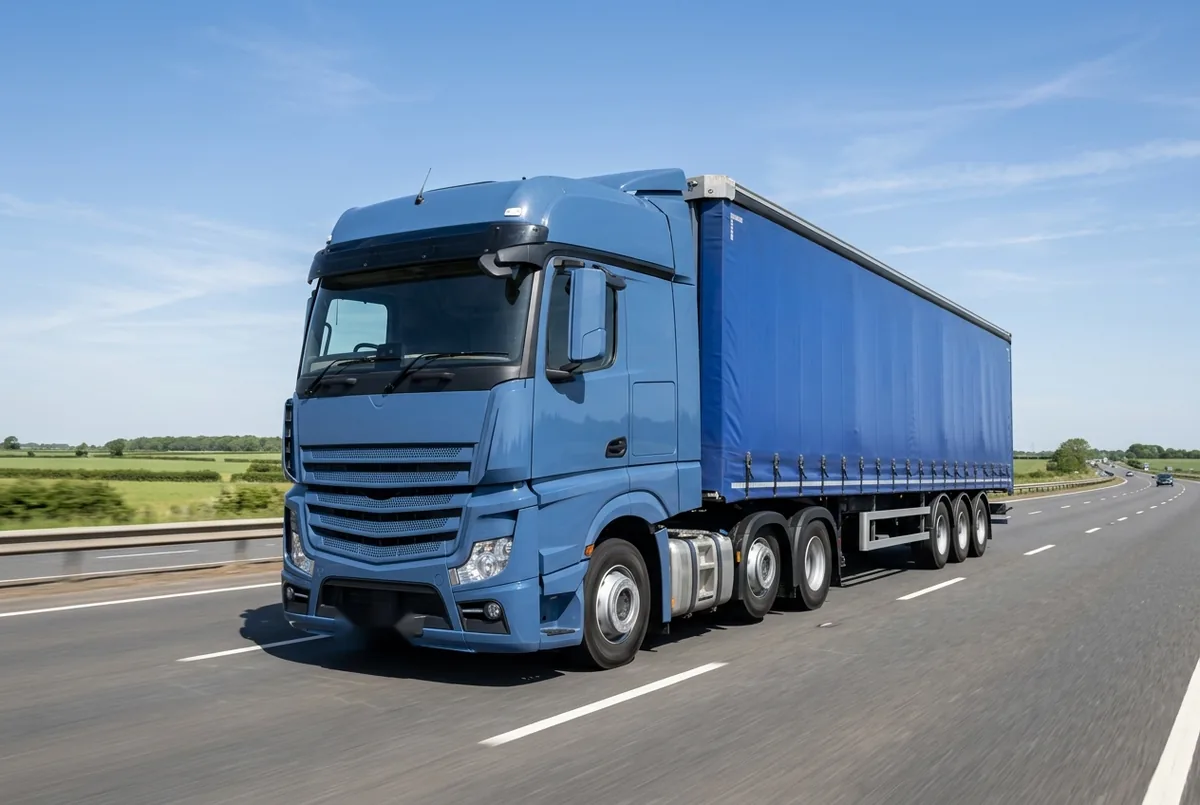 Generated illustration, not a photograph: Mercedes-Benz Actros, 390 kW, 6x4 tractor unit, a 6×4 tractor unit