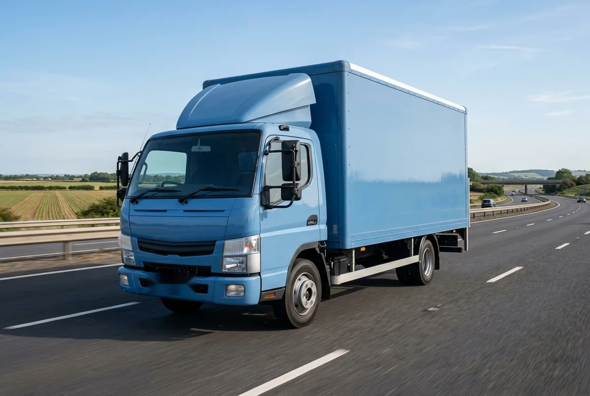 Generated illustration, not a photograph: FUSO Canter, 110 kW, 4x2, a 4×2 rigid lorry