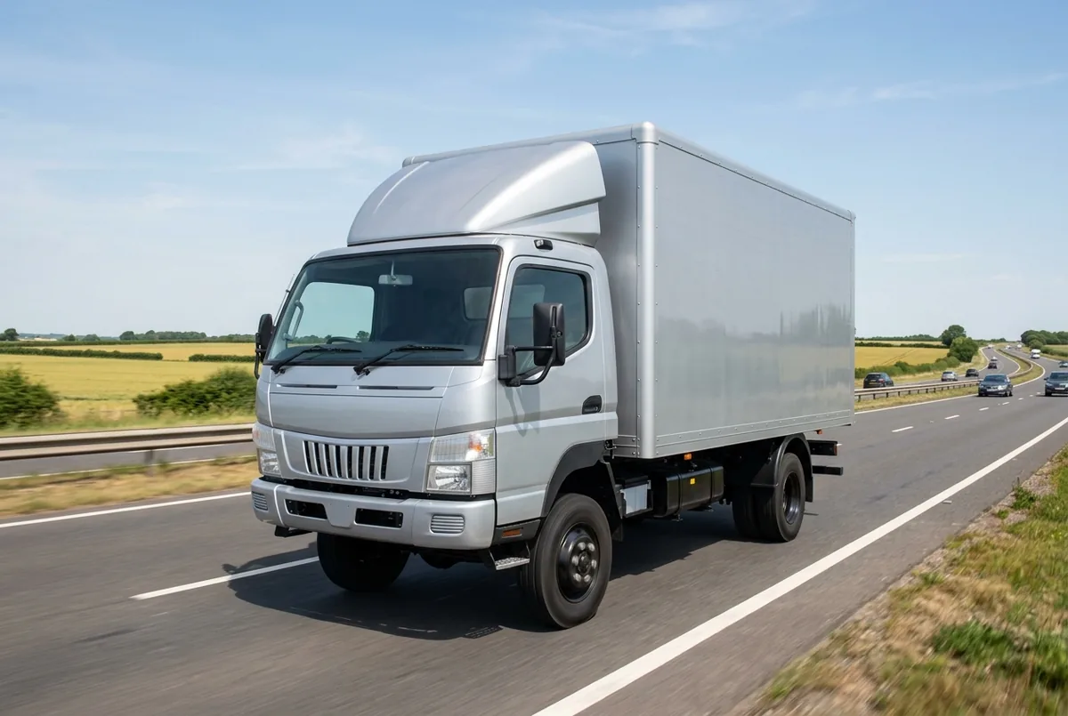 Generated illustration, not a photograph: FUSO Canter, 129 kW, 4x4, a 4×4 rigid lorry