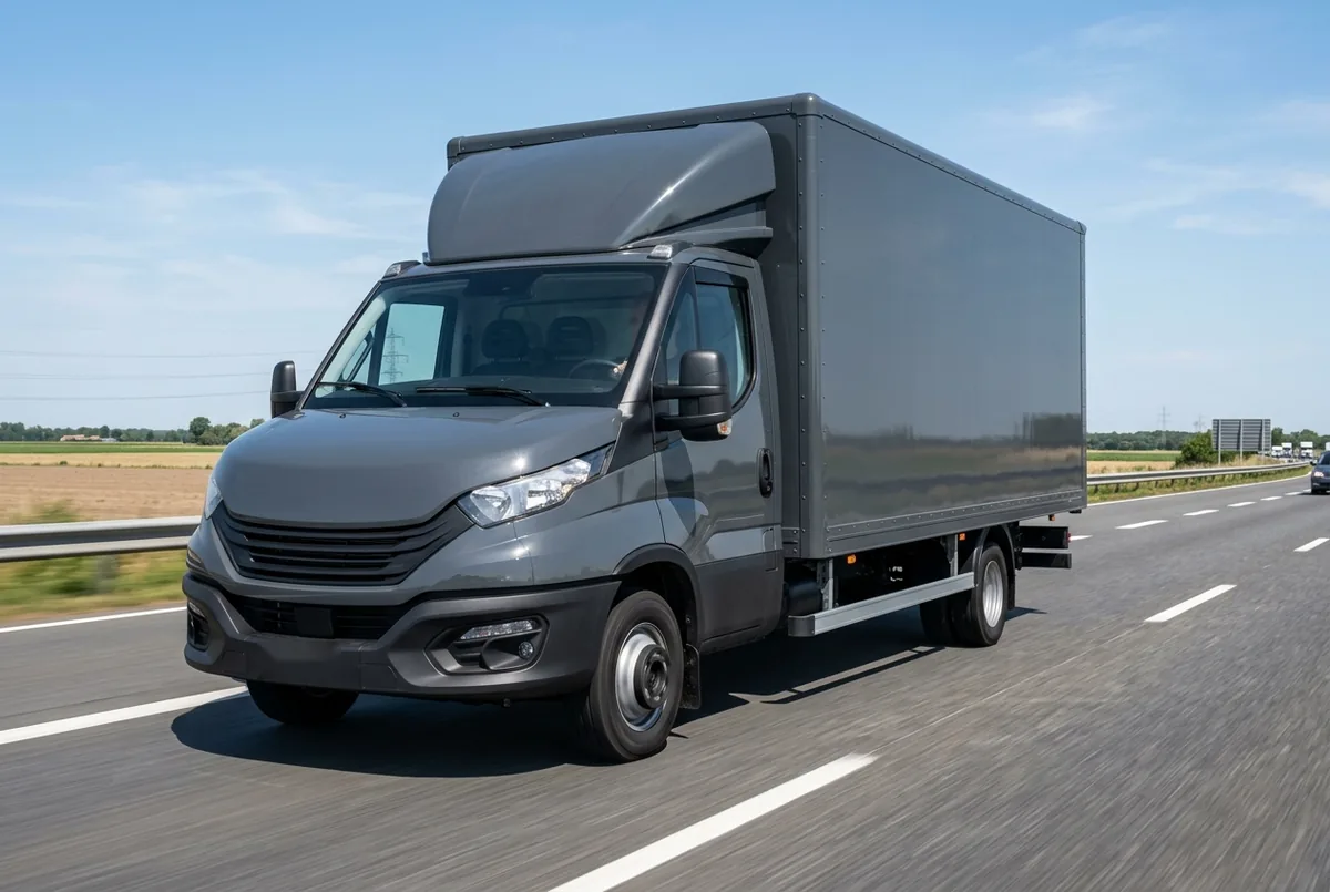 Generated illustration, not a photograph: IVECO Daily, 130 kW, 4x2, a 4×2 rigid lorry
