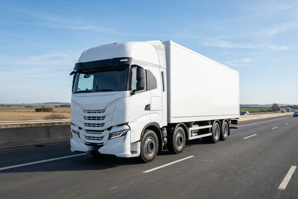 Generated illustration, not a photograph: IVECO S-Way, 338 kW, 8x4 rigid lorry, a 8×4 rigid lorry
